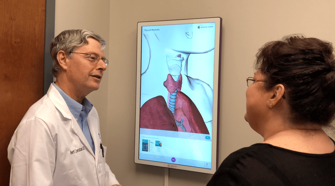 doctor showing patient Thyroid images